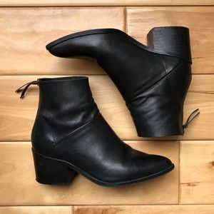 Topshop Black Leather Boots, Size 6